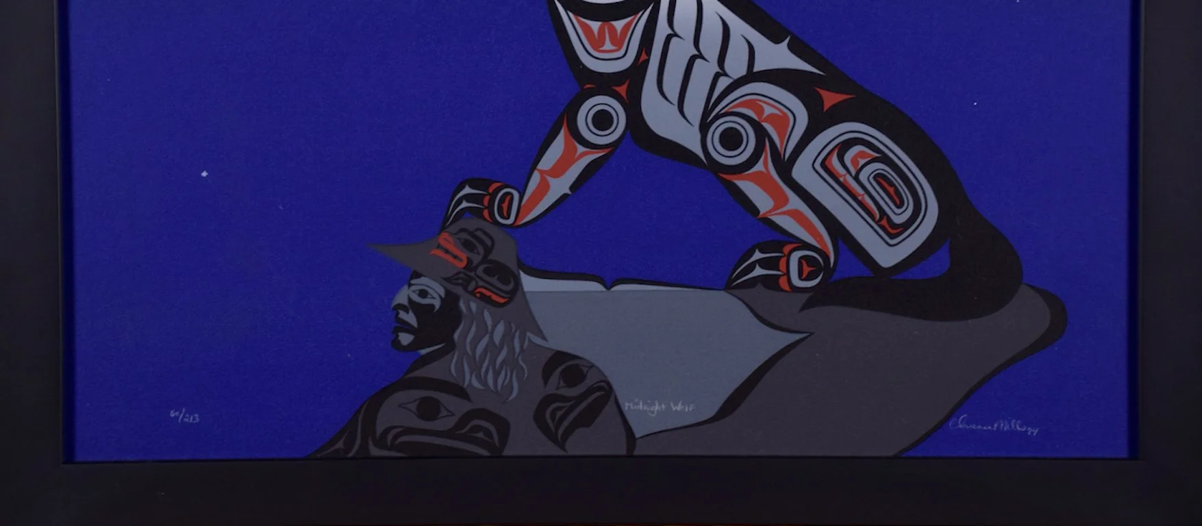 Midnight Wolf: A Limited Edition Clarence Mills Signed Haida Inuit